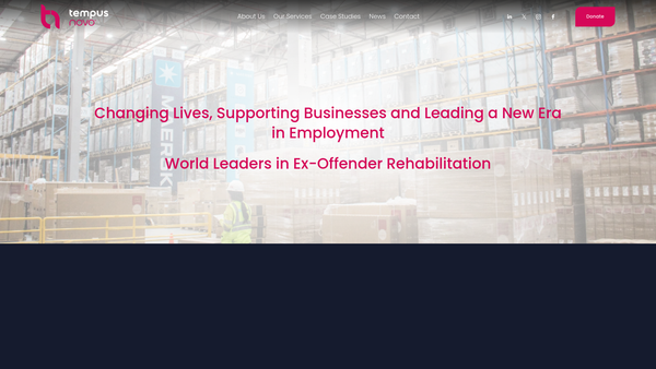 Screenshot of the Tempus Novo (Meaning New Time) website