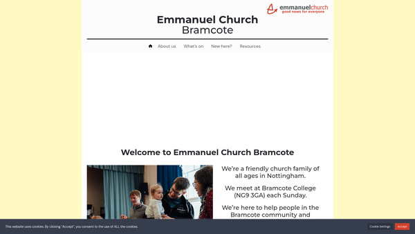 Screenshot of the Emmanuel Church (Bramcote) website