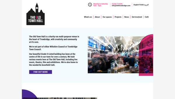 Screenshot of the Trowbridge Town Hall Trust Ltd website