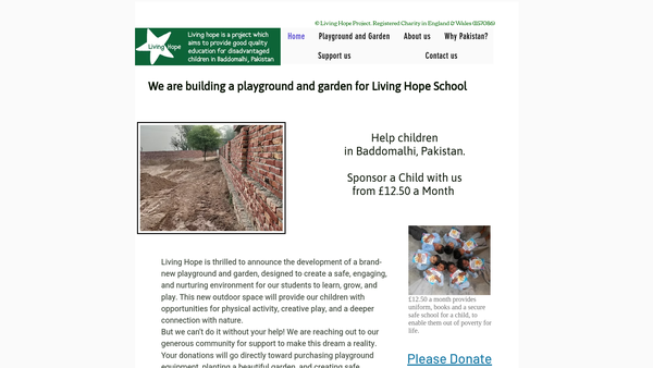 Screenshot of the Living Hope Project website
