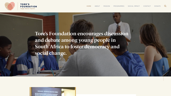 Screenshot of the Tore's Foundation website