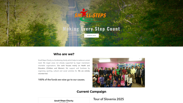 Screenshot of the Small-Steps Charity website