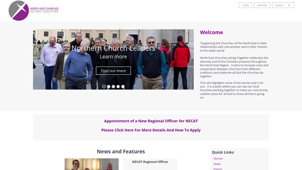 Screenshot of the North East Churches Acting Together website