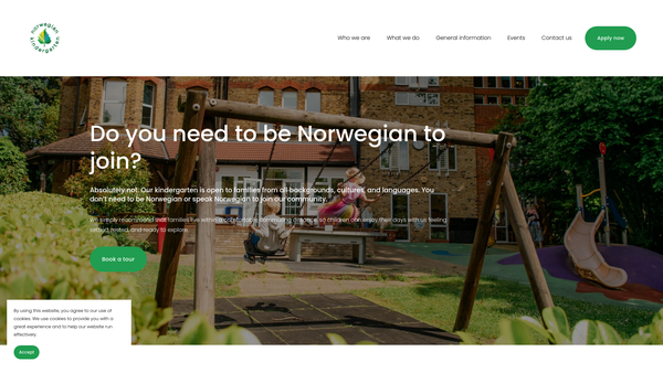 Screenshot of the The Norwegian Kindergarten In London website