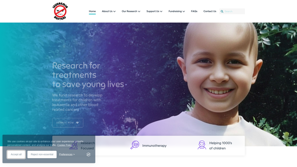 Screenshot of the Leukaemia Busters website