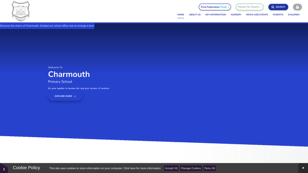 Screenshot of the Charmouth Primary School PTFA website