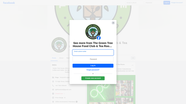 Screenshot of the Green Tree House website