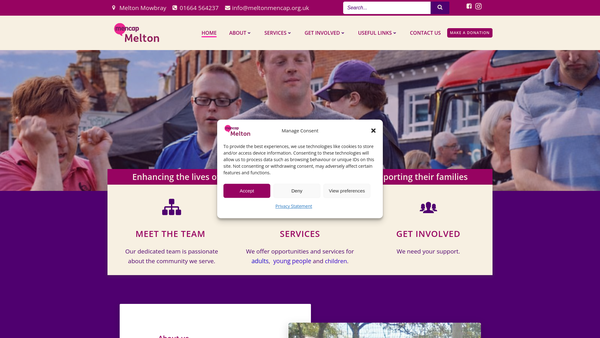 Screenshot of the Melton Mencap website