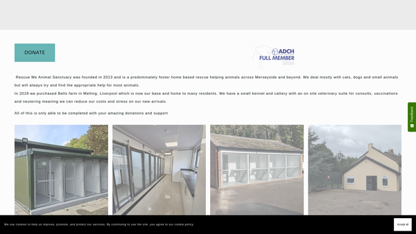 Screenshot of the Rescue ME Animal Sanctuary website