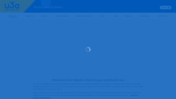 Screenshot of the Burton Joyce & District U3A website