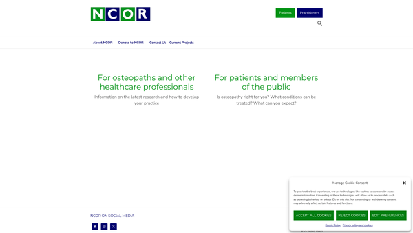 Screenshot of the National Council For Osteopathic Research website