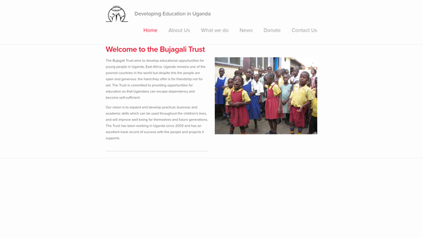 Screenshot of the The Bujagali Trust website