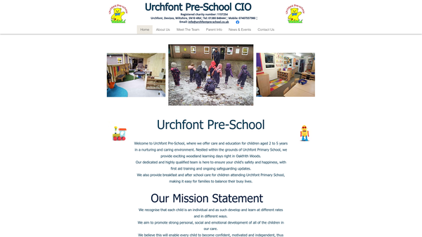 Screenshot of the Urchfont Pre-School CIO website