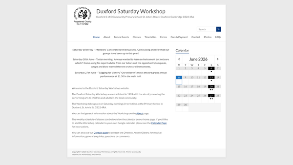 Screenshot of the Duxford Saturday Workshop Trust website