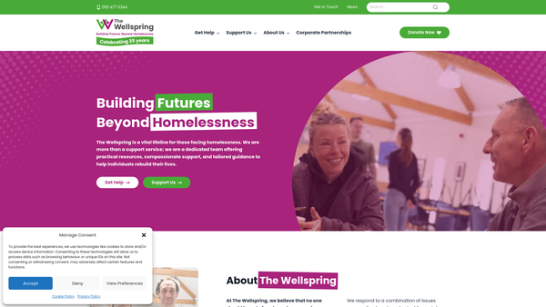 Screenshot of the The Wellspring(stockport) Limited website