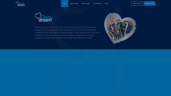 Screenshot of the Dare To Dream Trust Wales website