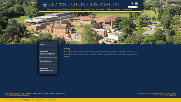 Screenshot of the Whitgiftian Association Trust website