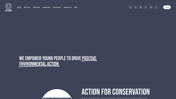 Screenshot of the Action For Conservation website