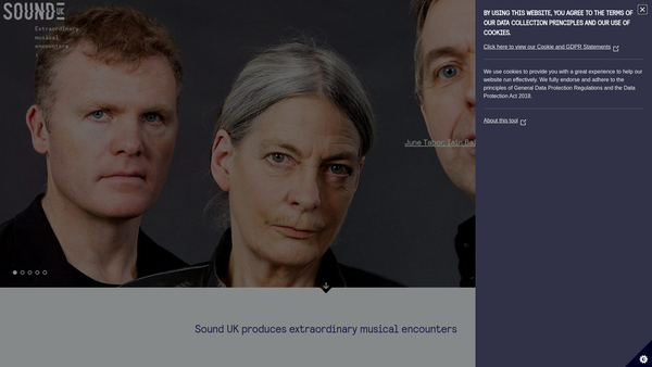 Screenshot of the Sounduk Arts website