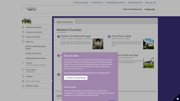Screenshot of the The Parochial Church Council Of The Ecclesiastical Parish Of Upper Coquetdale website