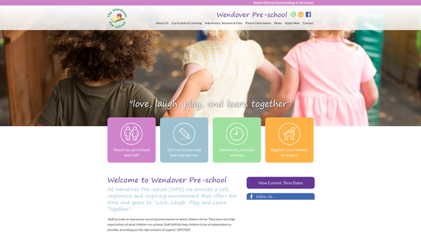 Screenshot of the The Wendover Pre-School website
