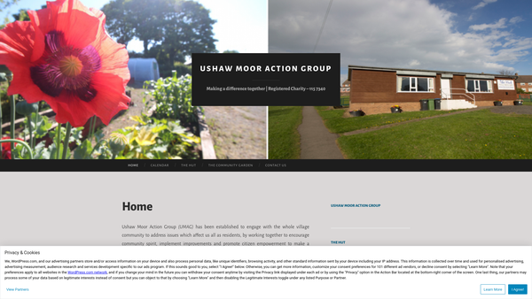 Screenshot of the Ushaw Moor Action Group website