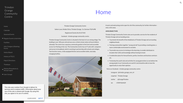 Screenshot of the Trimdon Grange Community Association website