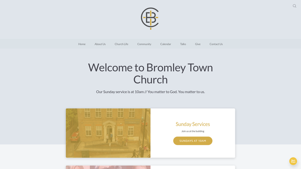 Screenshot of the Bromley Town Church website