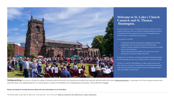 Screenshot of the The Parochial Church Council Of The Ecclesiastical Parish Of Cannock And Huntington website