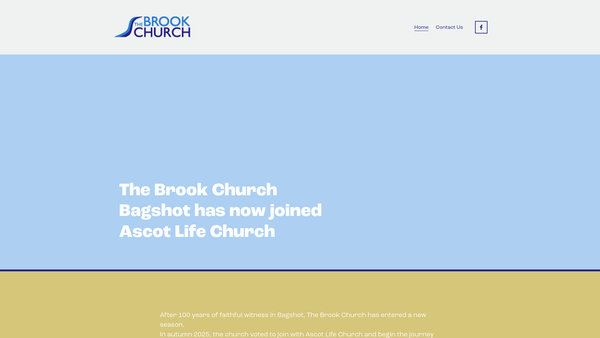 Screenshot of the The Brook Church (Bagshot) website