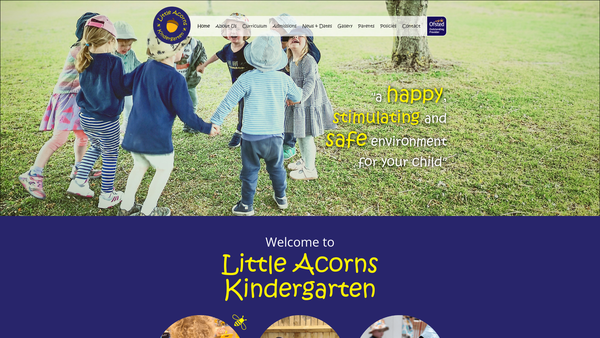 Screenshot of the Little Acorns Kindergarten Charity website