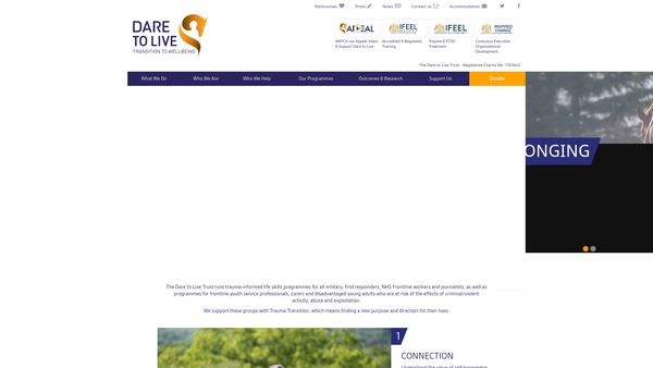 Screenshot of the The Dare To Live Trust website