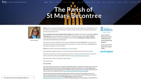 Screenshot of the The Parochial Church Council Of The Ecclesiastical Parish Of St Mary, Becontree website