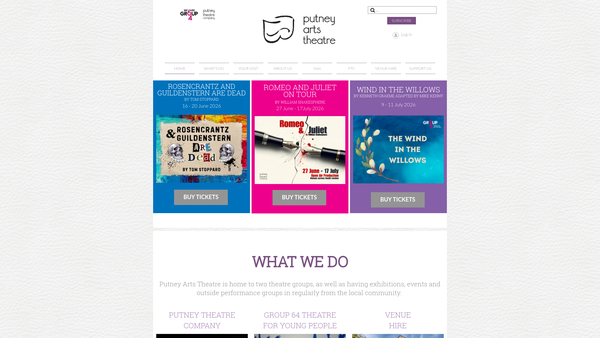 Screenshot of the Putney Arts Theatre website