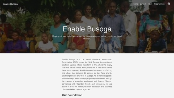 Screenshot of the Enable Busoga website