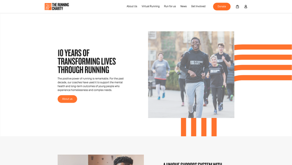 Screenshot of the The Running Charity website