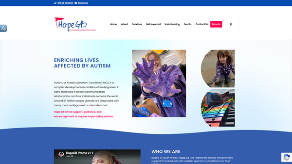 Screenshot of the Hope GB website
