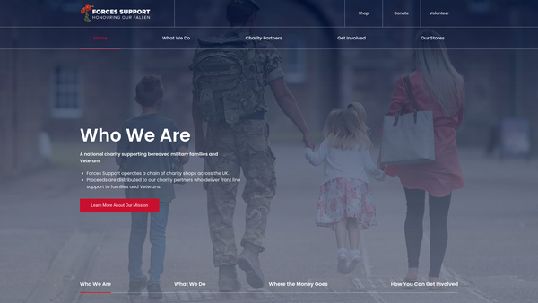 Screenshot of the Forces Support Limited website