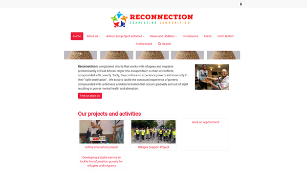 Screenshot of the Reconnection website