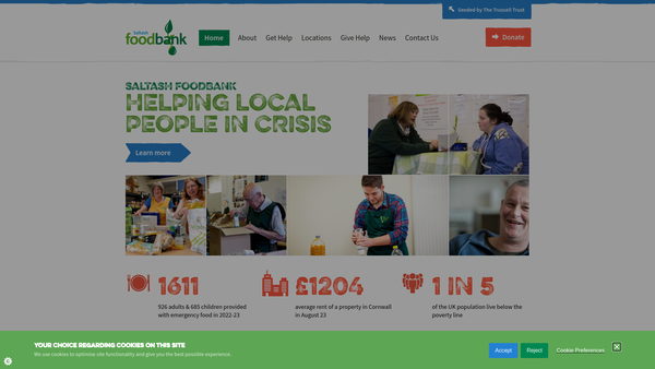 Screenshot of the Saltash Foodbank website