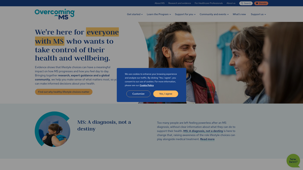 Screenshot of the Overcoming Multiple Sclerosis website