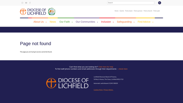 Screenshot of the St Chad's Retreat Centres website