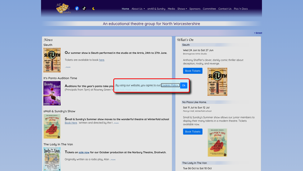 Screenshot of the All & Sundry Productions website