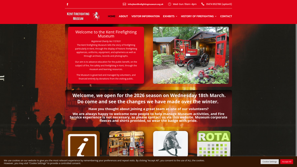 Screenshot of the Kent Firefighting Museum website