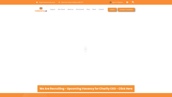 Screenshot of the Melanoma UK website