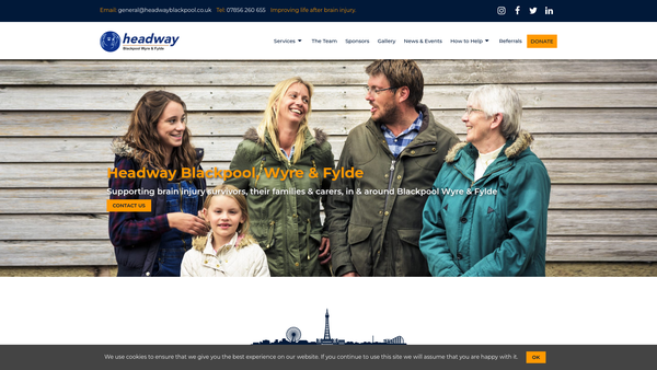 Screenshot of the Headway Blackpool Limited website
