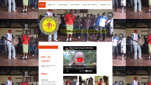 Screenshot of the Wamumbi Orphan Care Foundation website