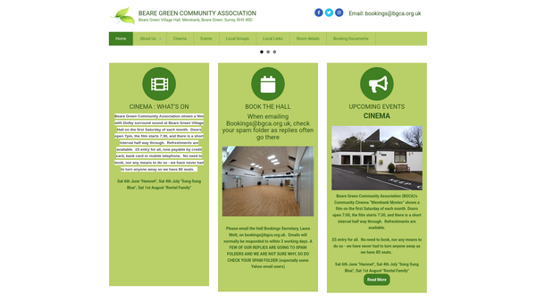 Screenshot of the Beare Green Community Association website
