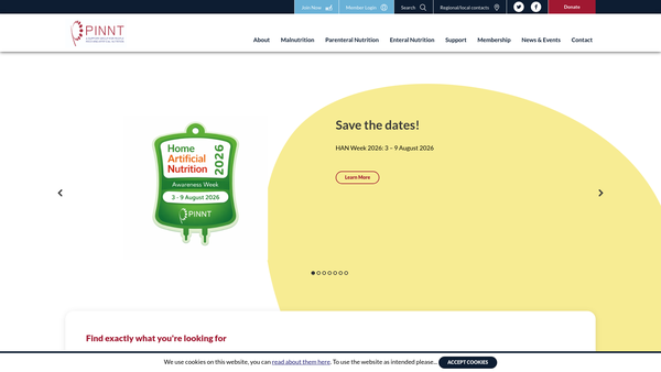 Screenshot of the Pinnt website
