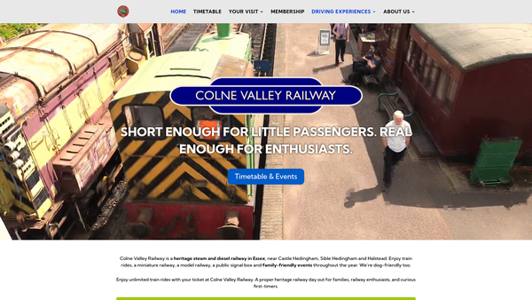 Screenshot of the Colne Valley Railway Preservation Ltd website